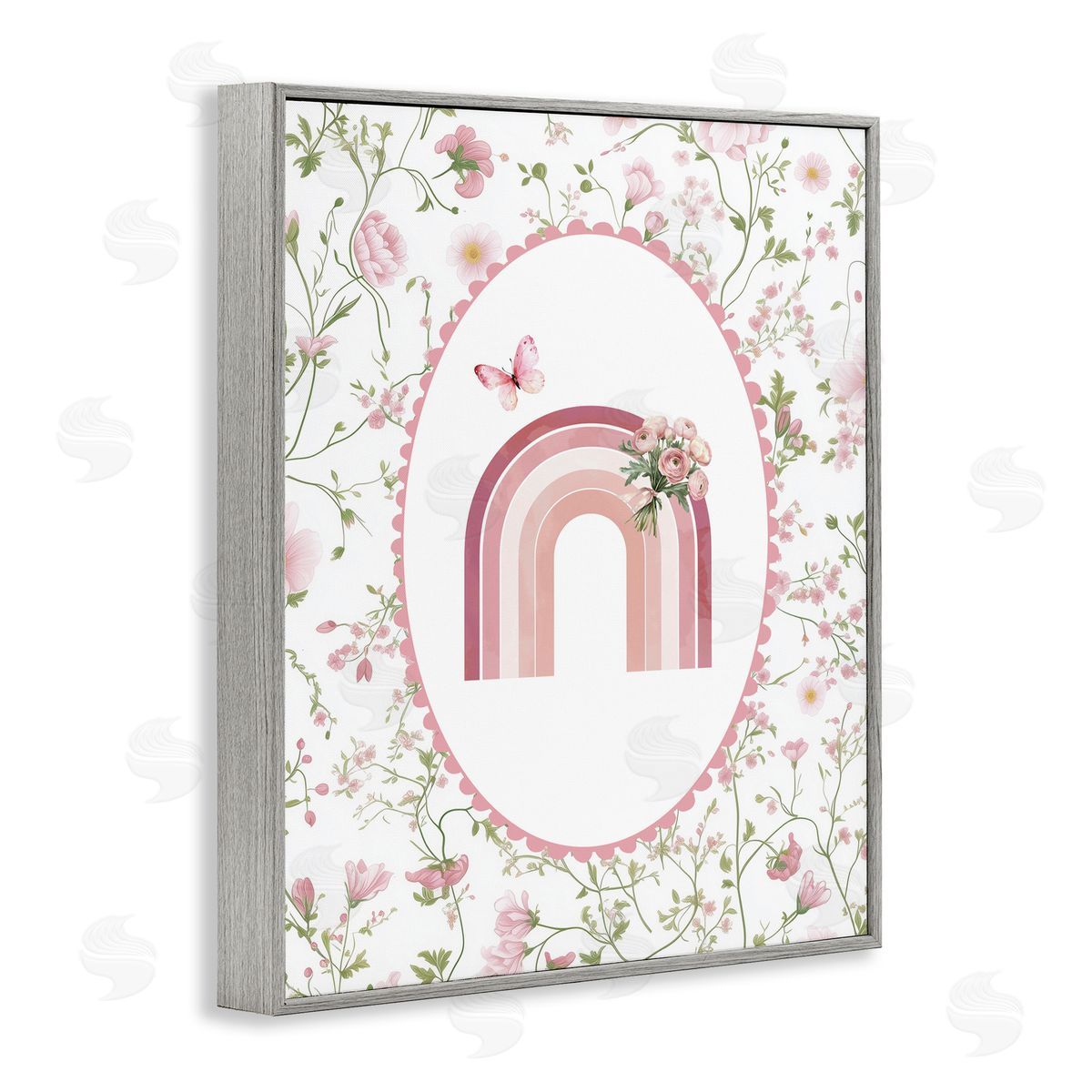 Christine Simpson Art Delicate Florals & Rainbow Gray Framed Giclee Print Wall Art