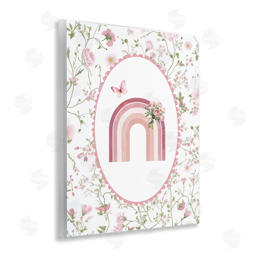 Christine Simpson Art Delicate Florals & Rainbow Wooden Wall Plaque Art Print