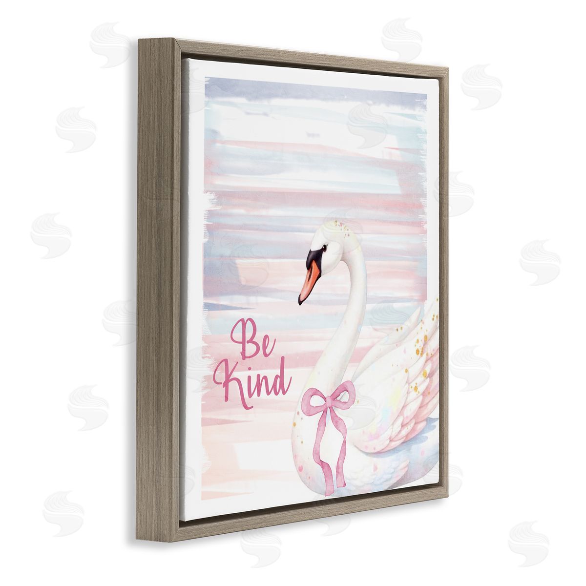 Kim Allen Be Kind Pastel Swan Brown Floating Frame Canvas Wall Art Print