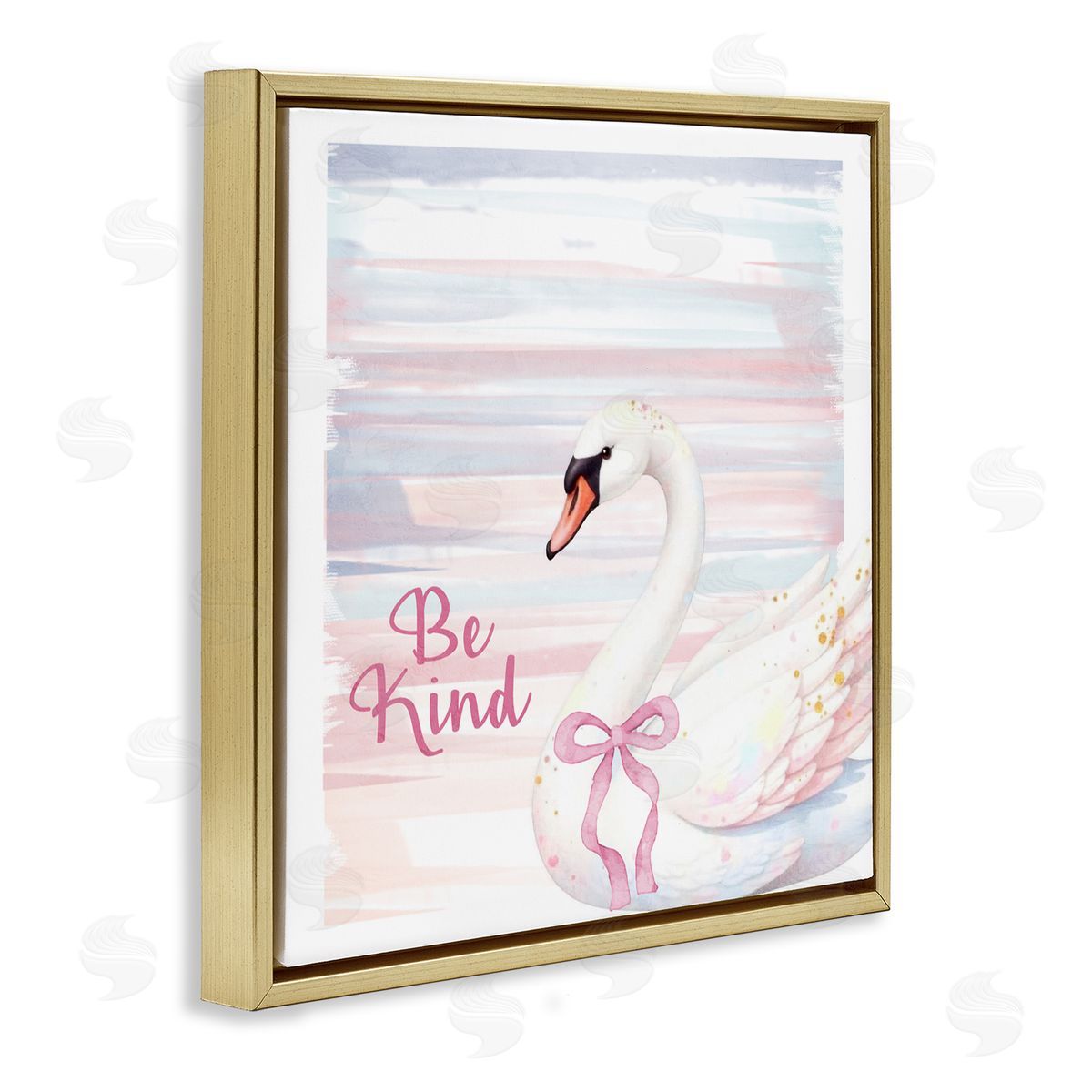 Kim Allen Be Kind Pastel Swan Gold Floating Frame Canvas Wall Art Print