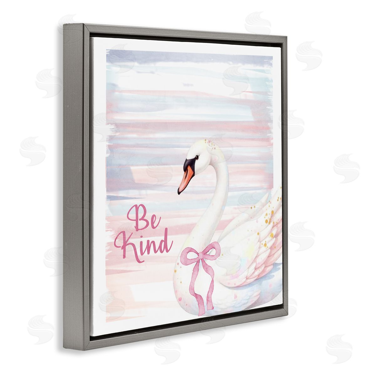 Kim Allen Be Kind Pastel Swan Gray Floating Frame Canvas Wall Art Print