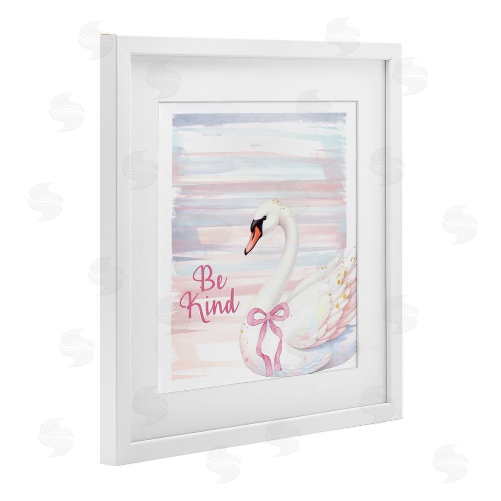 Kim Allen Be Kind Pastel Swan White Framed Print Under Glass Wall Art