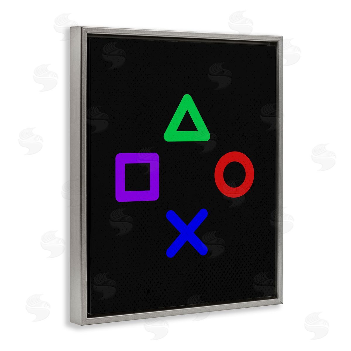 Kim Allen Game Button Shapes Gray Floating Frame Canvas Wall Art Print