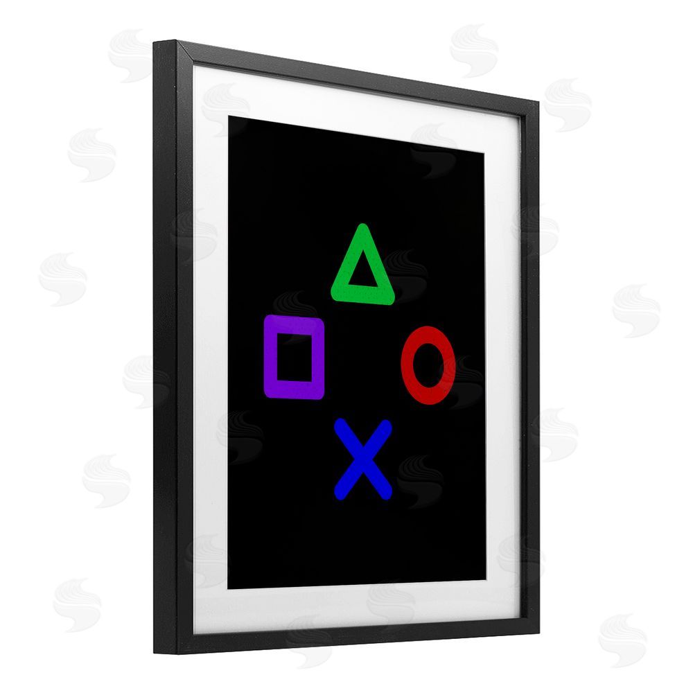 Kim Allen Game Button Shapes Black Framed Print Under Glass Wall Art