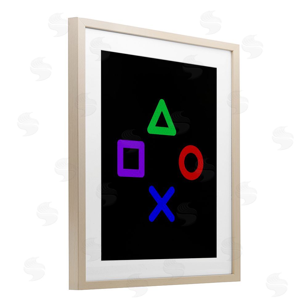 Kim Allen Game Button Shapes Brown Framed Print Under Glass Wall Art