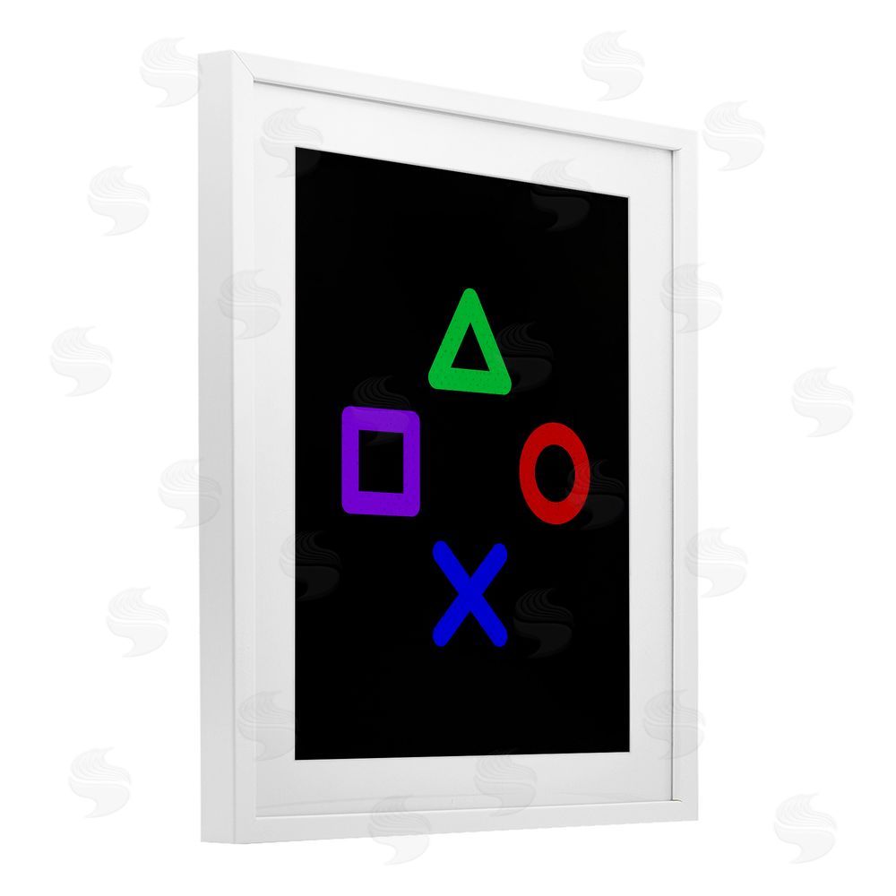 Kim Allen Game Button Shapes White Framed Print Under Glass Wall Art