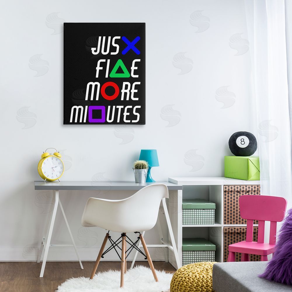 Kim Allen Just Five Minutes Gamer Buttons Stretched Canvas Wall Art Print in Room