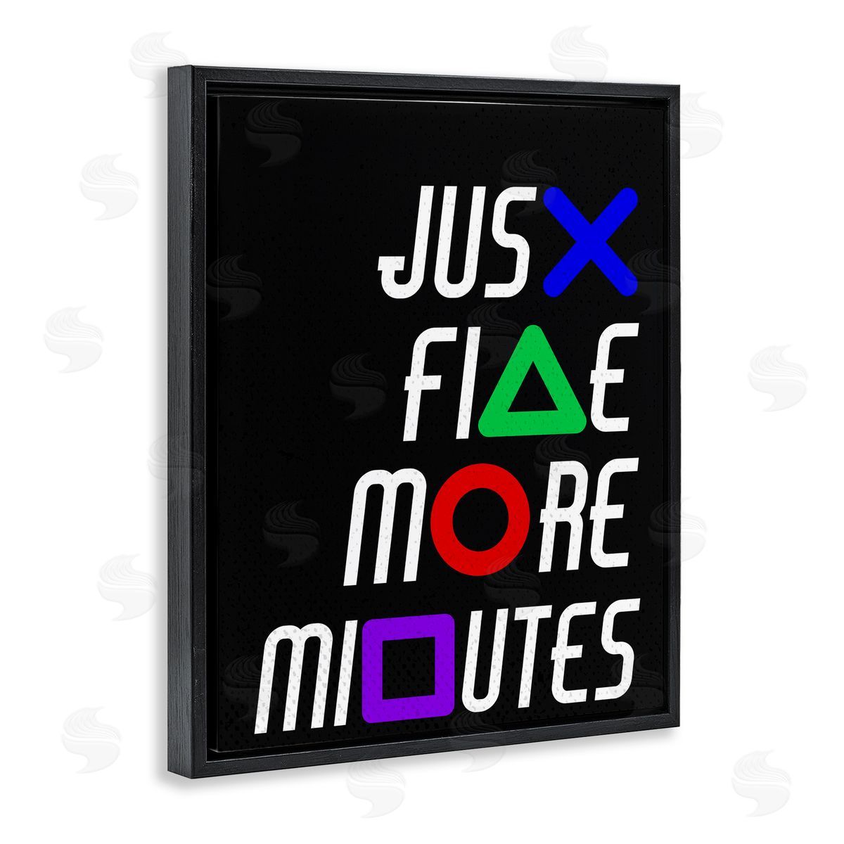 Kim Allen Just Five Minutes Gamer Buttons Black Floating Frame Canvas Wall Art Print