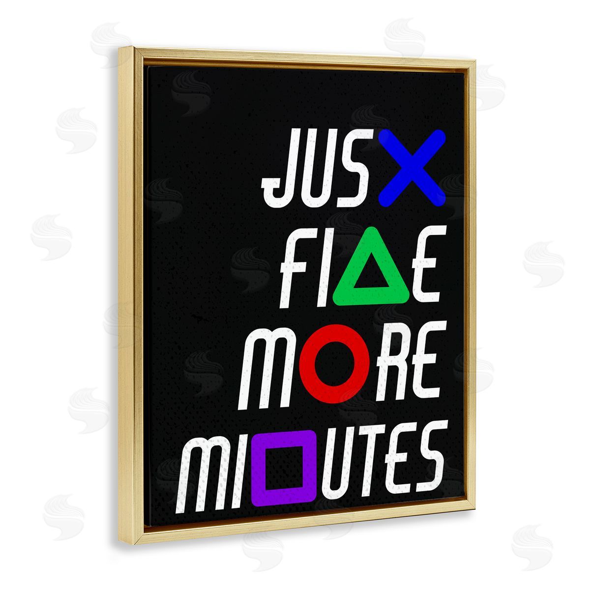 Kim Allen Just Five Minutes Gamer Buttons Gold Floating Frame Canvas Wall Art Print