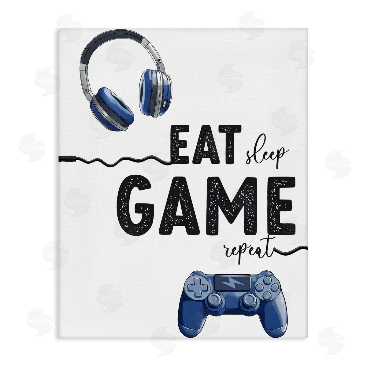 Christine Simpson Art Eat Sleep Game Lifestyle Stretched Canvas Wall Art Print