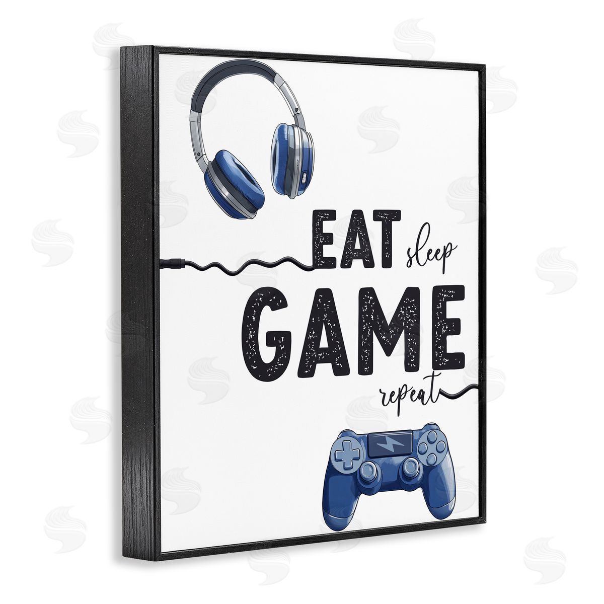 Christine Simpson Art Eat Sleep Game Lifestyle Black Framed Giclee Print Wall Art