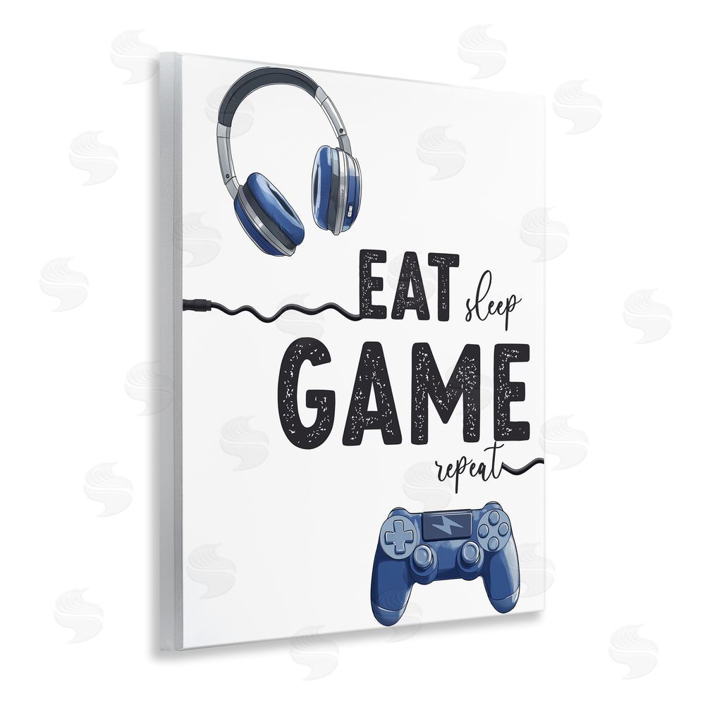 Christine Simpson Art Eat Sleep Game Lifestyle Wooden Wall Plaque Art Print