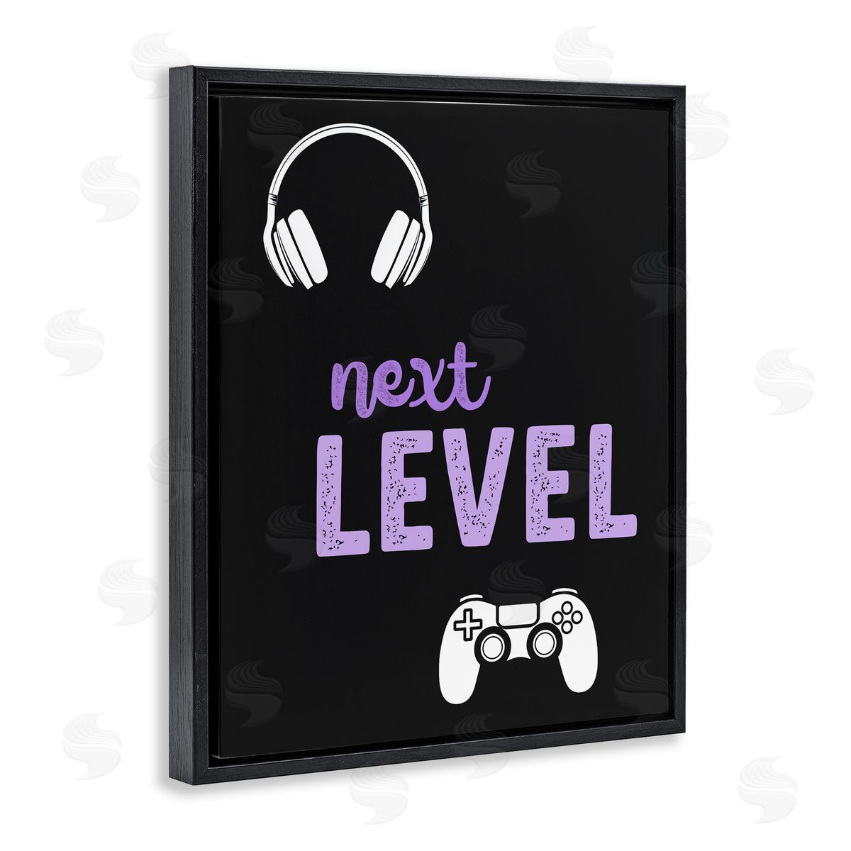Christine Simpson Art Next Level Headset & Controller Black Floating Frame Canvas Wall Art Print