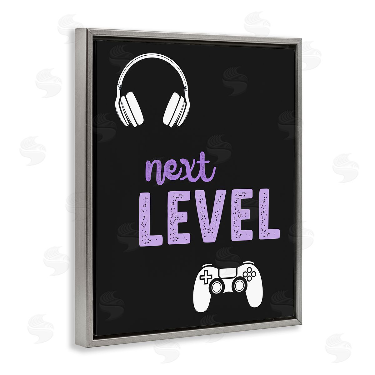Christine Simpson Art Next Level Headset & Controller Gray Floating Frame Canvas Wall Art Print