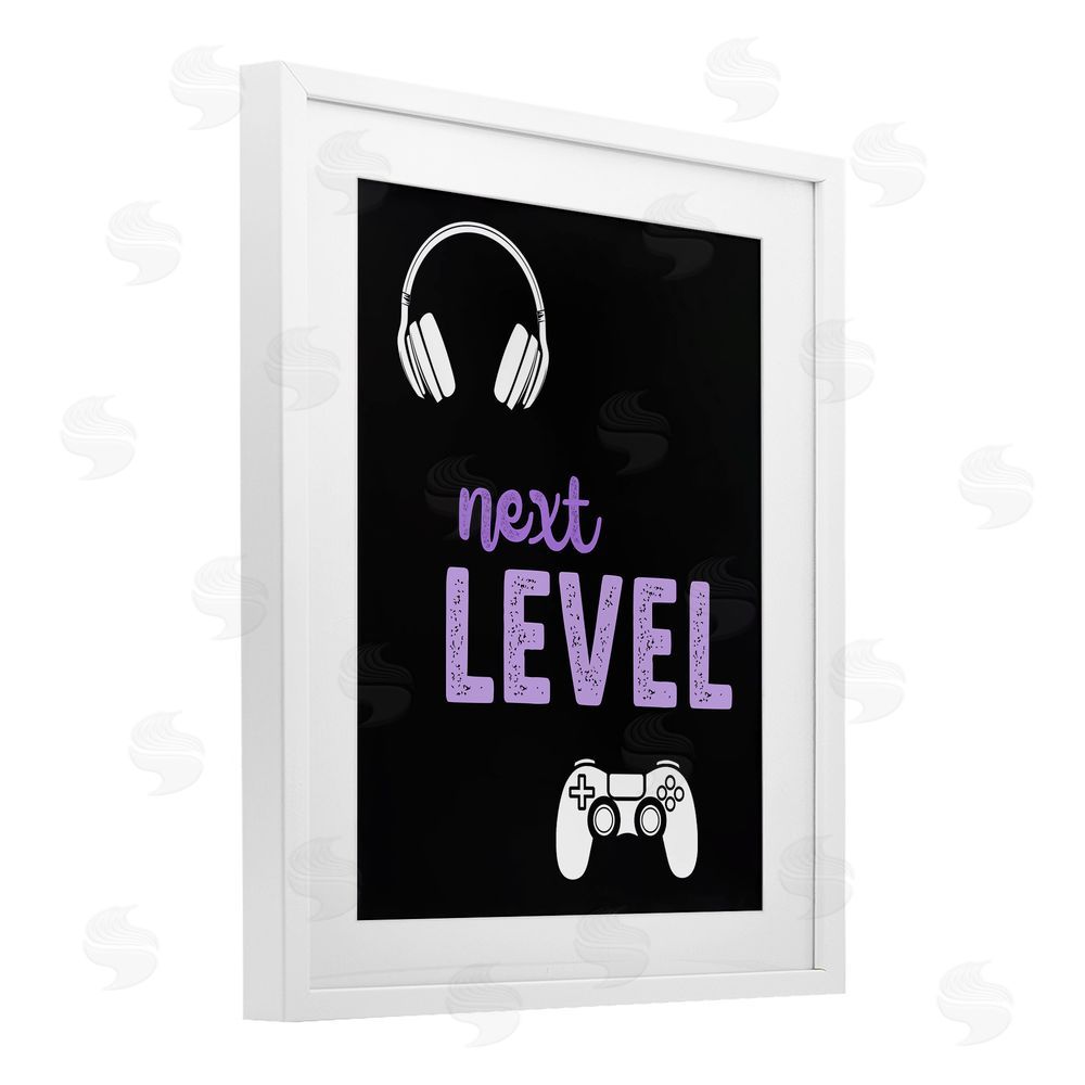 Christine Simpson Art Next Level Headset & Controller White Framed Print Under Glass Wall Art