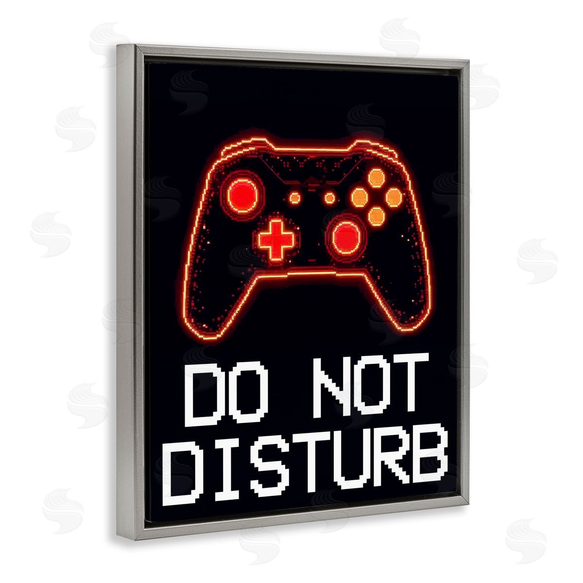 Kim Allen Do Not Disturb Neon Control Gray Floating Frame Canvas Wall Art Print
