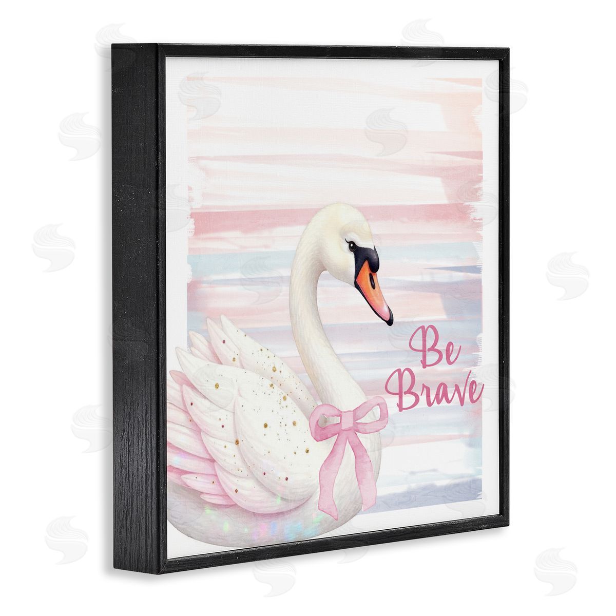 Kim Allen Be Brave Pastel Swan Black Framed Giclee Print Wall Art