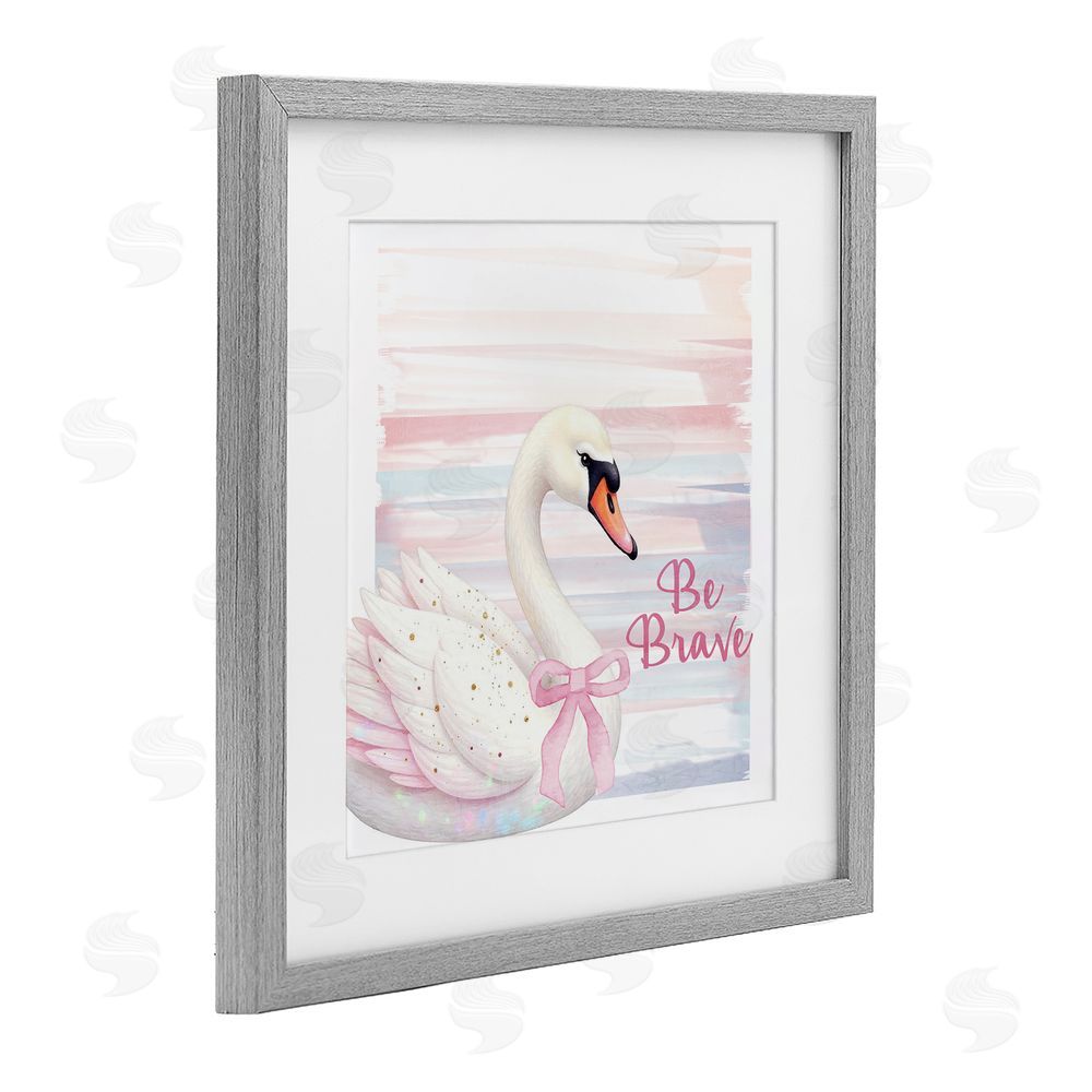 Kim Allen Be Brave Pastel Swan Gray Framed Print Under Glass Wall Art