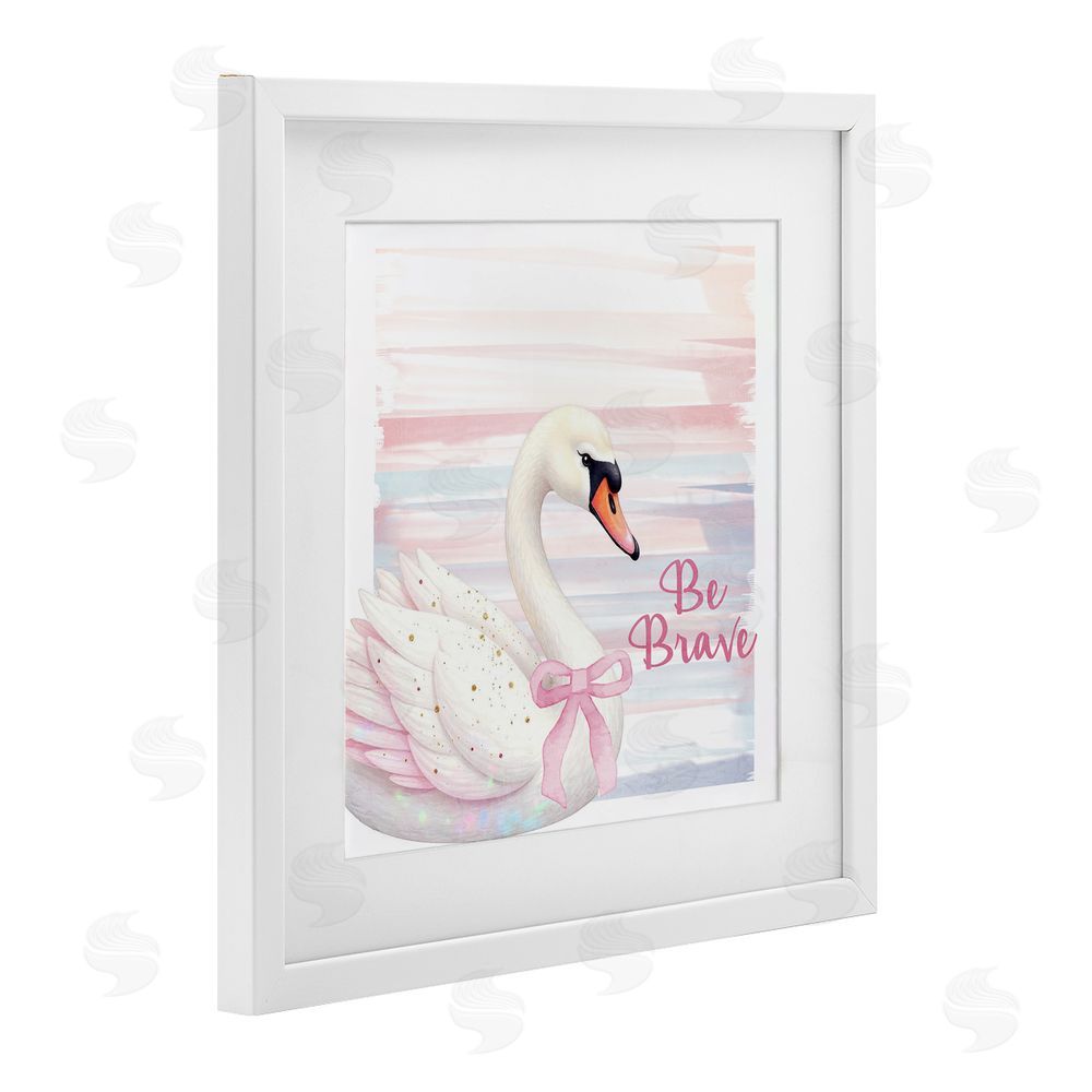 Kim Allen Be Brave Pastel Swan White Framed Print Under Glass Wall Art