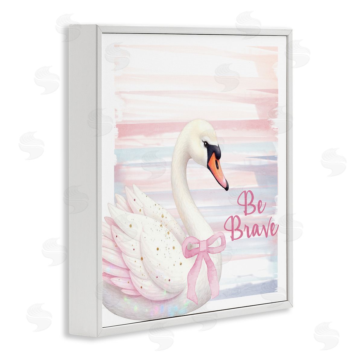 Kim Allen Be Brave Pastel Swan White Framed Giclee Print Wall Art