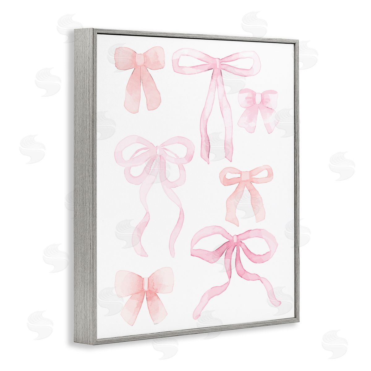 Kim Allen Pink Watercolor Bows Gray Framed Giclee Print Wall Art
