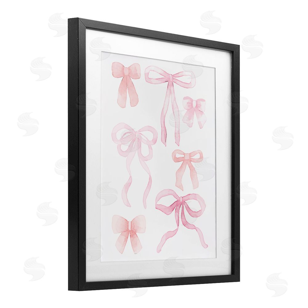 Kim Allen Pink Watercolor Bows Black Framed Print Under Glass Wall Art