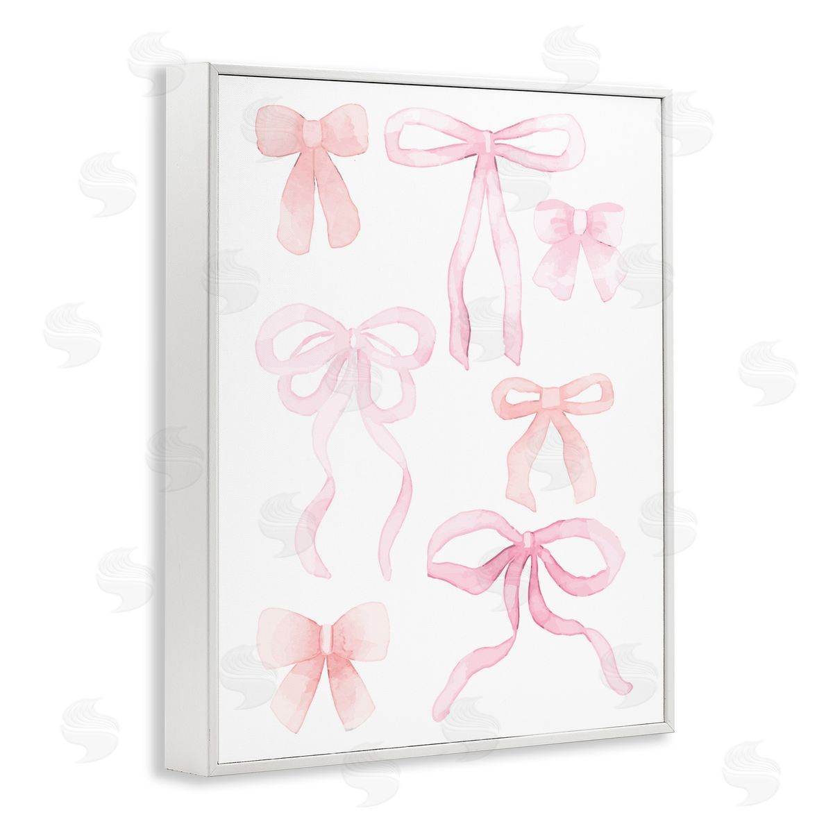 Kim Allen Pink Watercolor Bows White Framed Giclee Print Wall Art