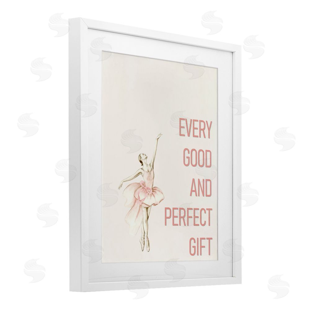 Kim Allen Good & Perfect Gift Ballerina White Framed Print Under Glass Wall Art