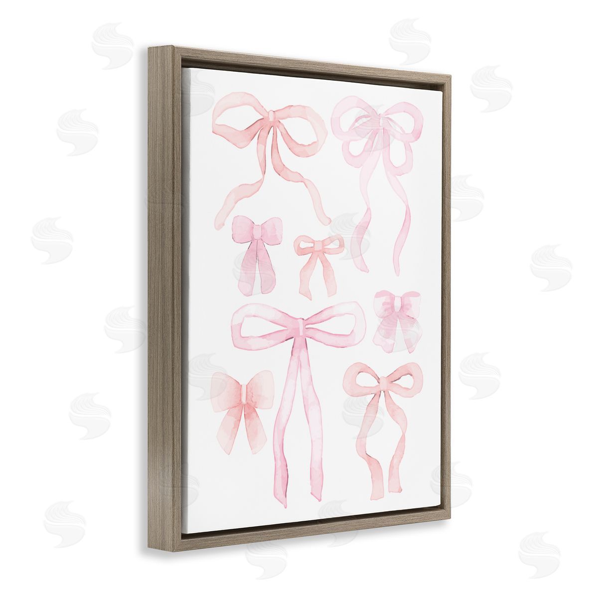 Kim Allen Feminine Chic Bows Brown Floating Frame Canvas Wall Art Print