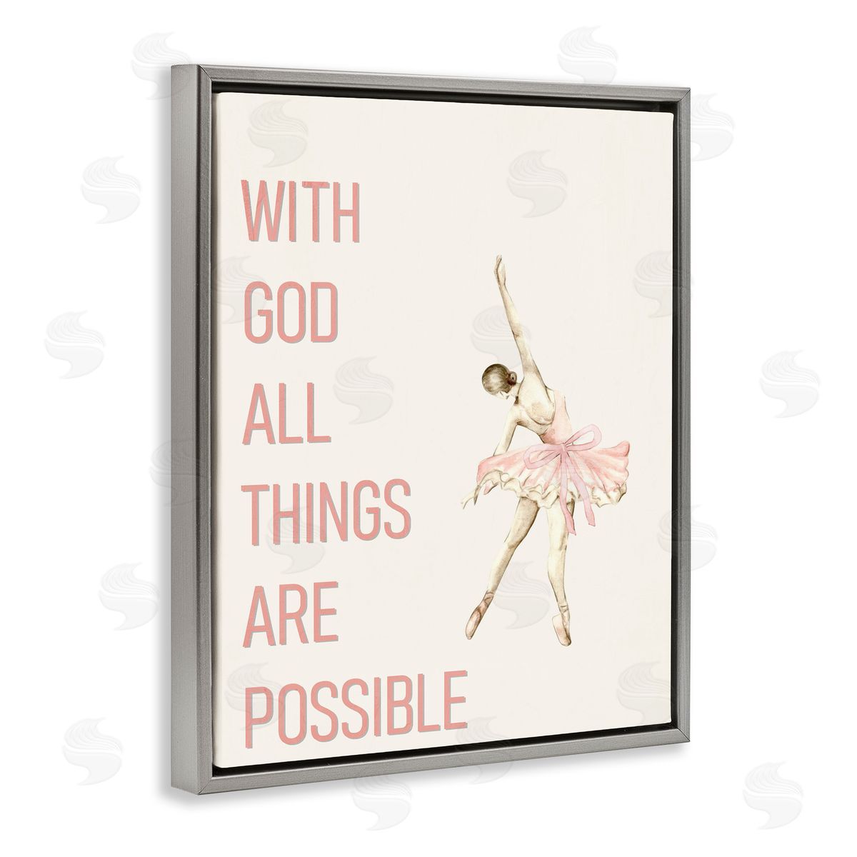Kim Allen All Things Possible Ballerina Gray Floating Frame Canvas Wall Art Print