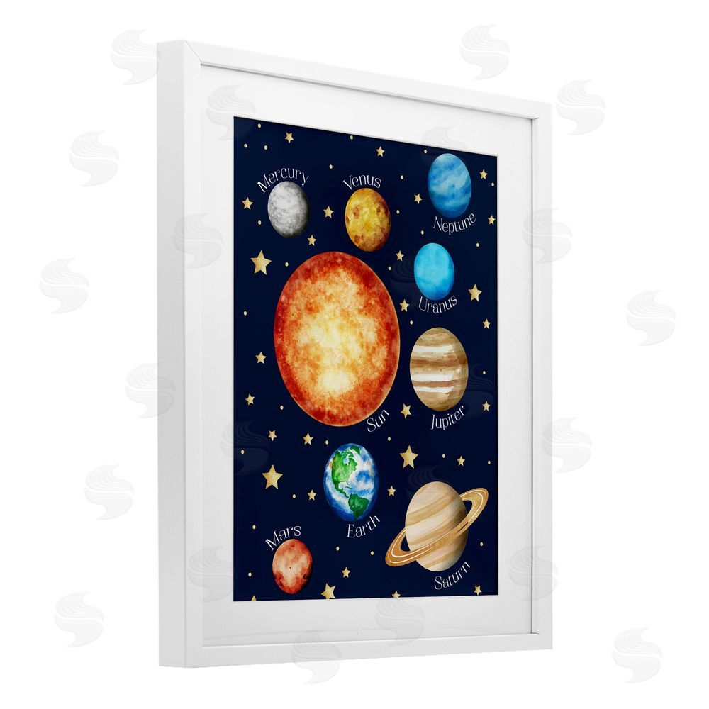 Christine Simpson Art Educational Solar System Space White Framed Print Under Glass Wall Art