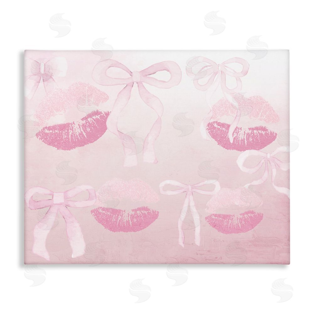 Kim Allen Dreamy Bows & Lips Stretched Canvas Wall Art Print