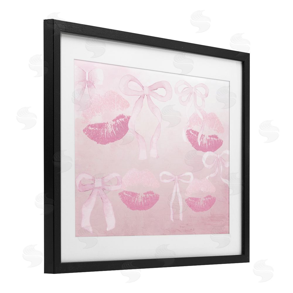 Kim Allen Dreamy Bows & Lips Black Framed Print Under Glass Wall Art