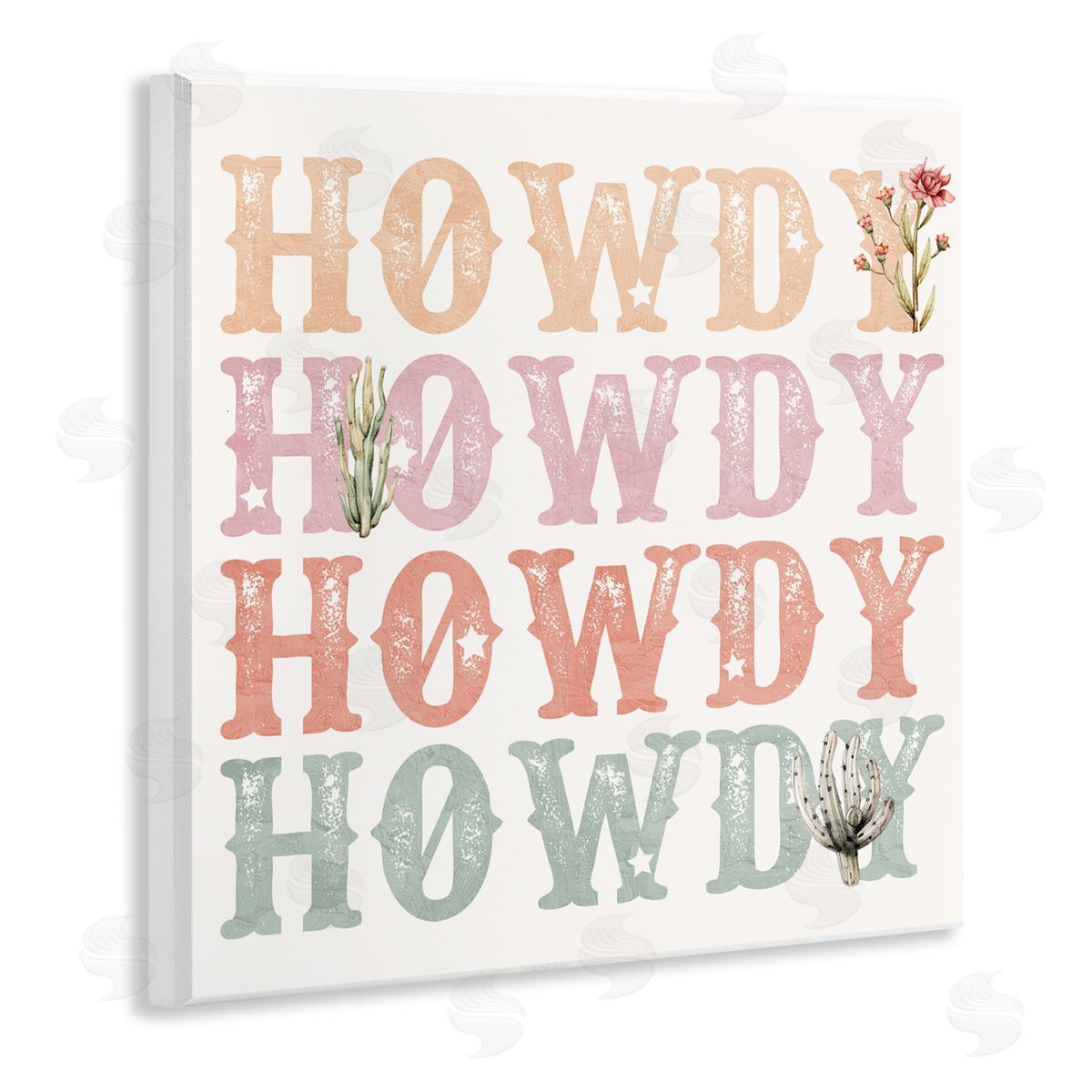 Kim Allen Vintage Howdy Rainbow Text Wooden Wall Plaque Art Print