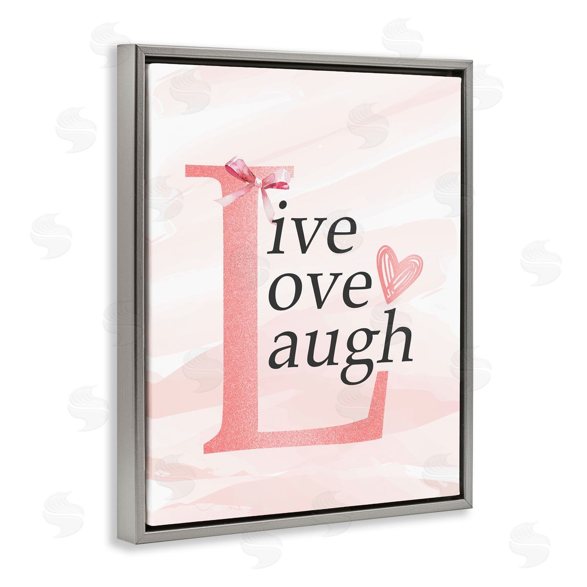 Kim Allen Live Love Laugh Pastel Gray Floating Frame Canvas Wall Art Print