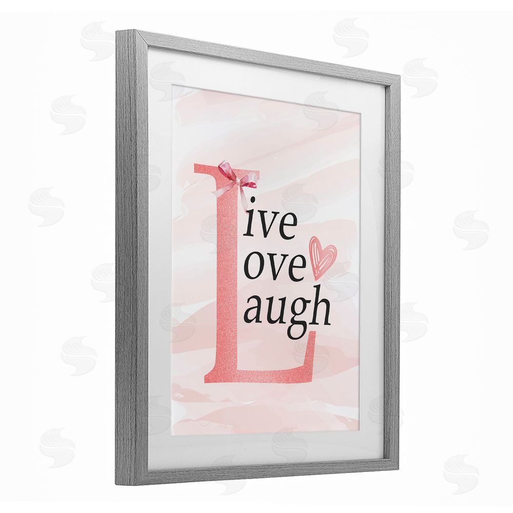 Kim Allen Live Love Laugh Pastel Gray Framed Print Under Glass Wall Art