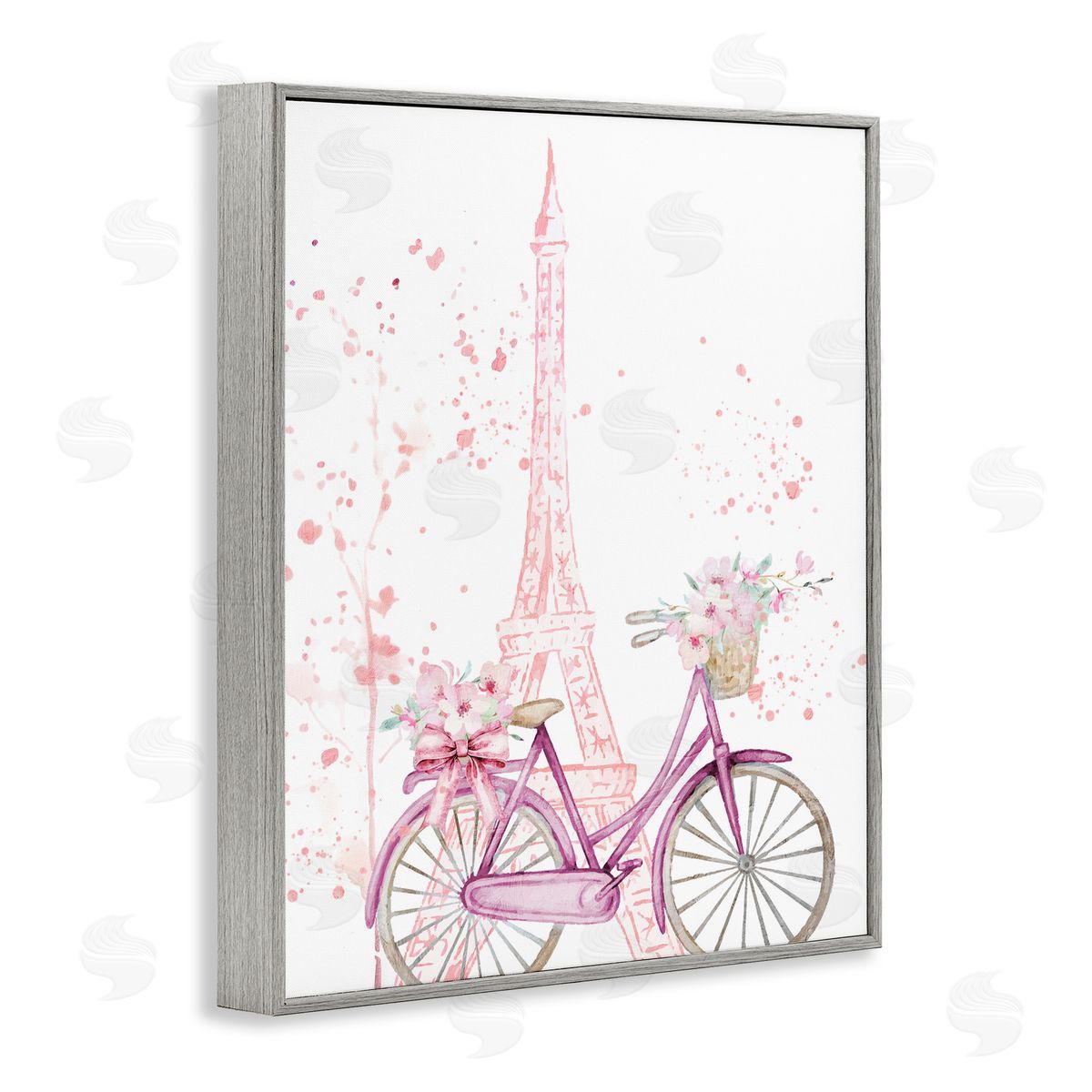 Kim Allen Parisian Bicycle & Modern Splatter Gray Framed Giclee Print Wall Art