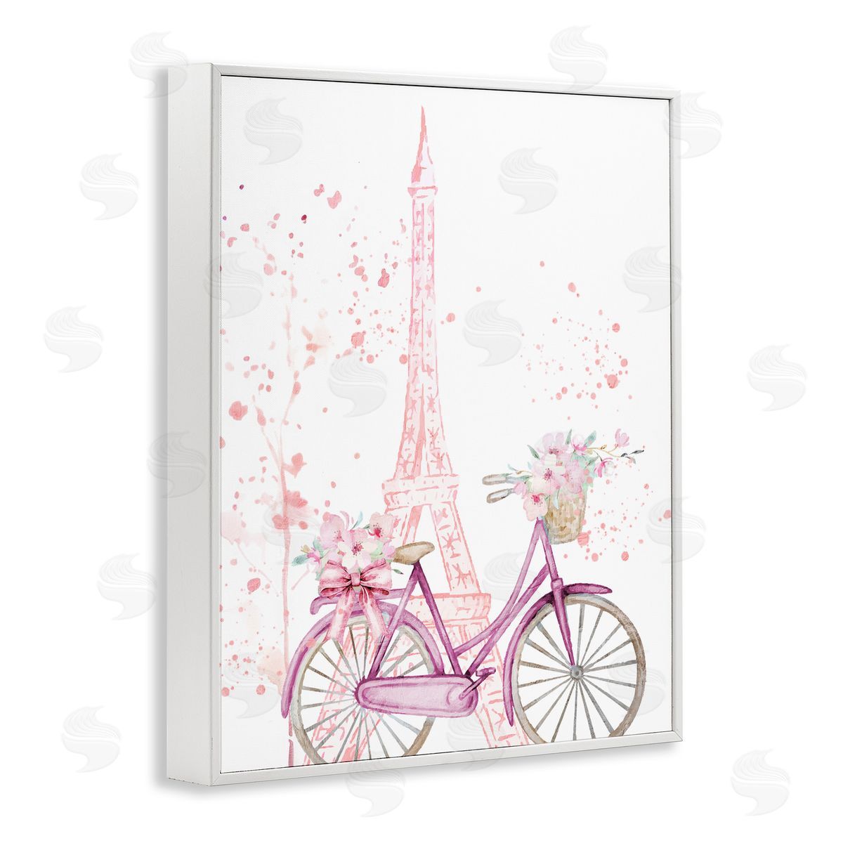 Kim Allen Parisian Bicycle & Modern Splatter White Framed Giclee Print Wall Art
