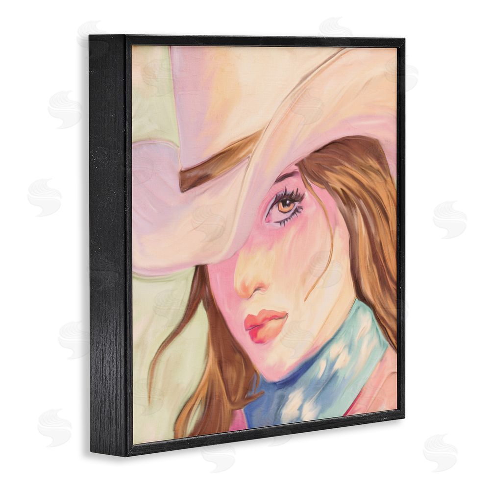 Kim Allen Pastel Cowgirl Brunette Black Framed Giclee Print Wall Art