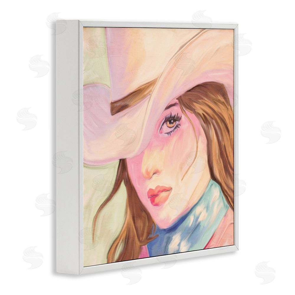 Kim Allen Pastel Cowgirl Brunette White Framed Giclee Print Wall Art
