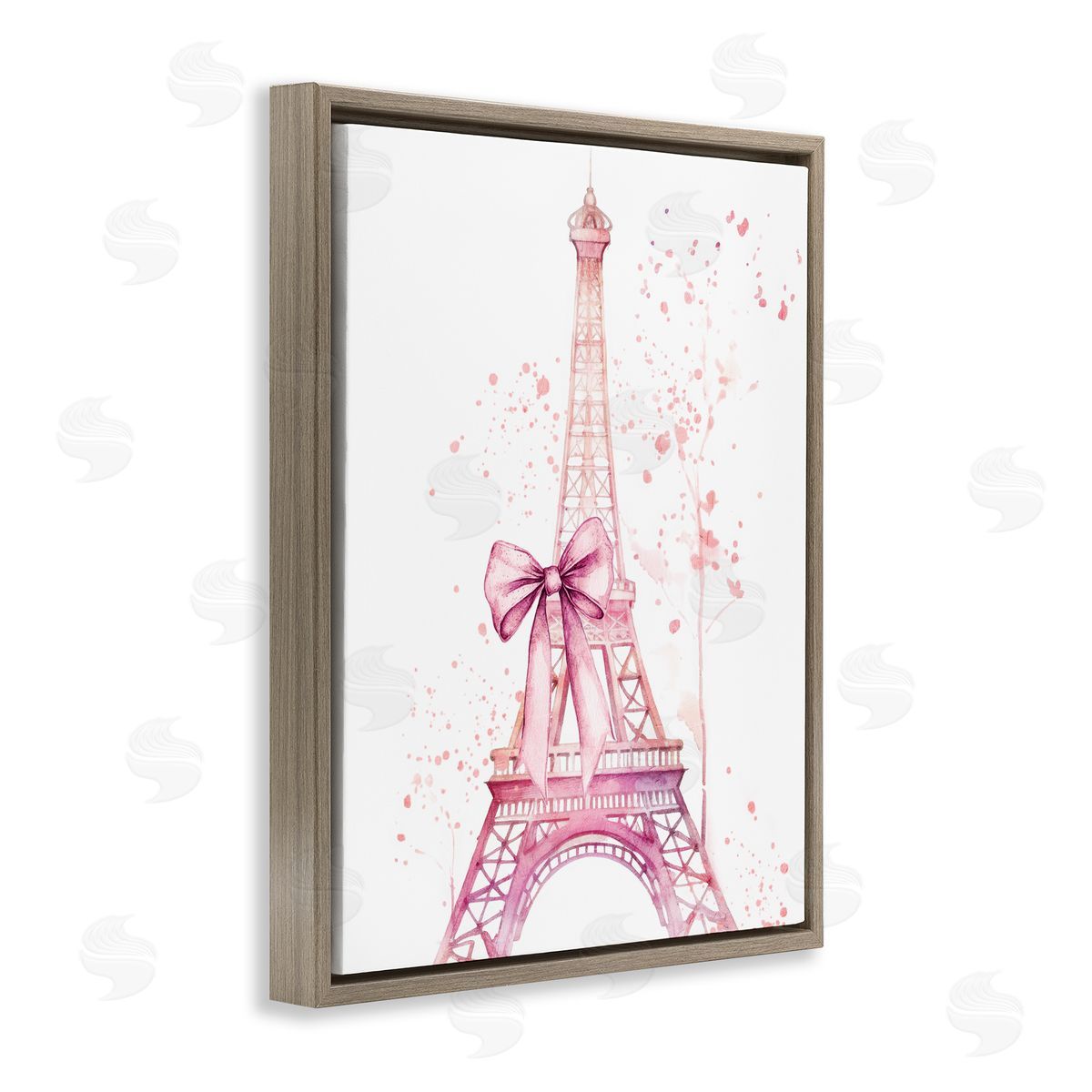 Kim Allen Bow Bedecked Paris Tower Brown Floating Frame Canvas Wall Art Print
