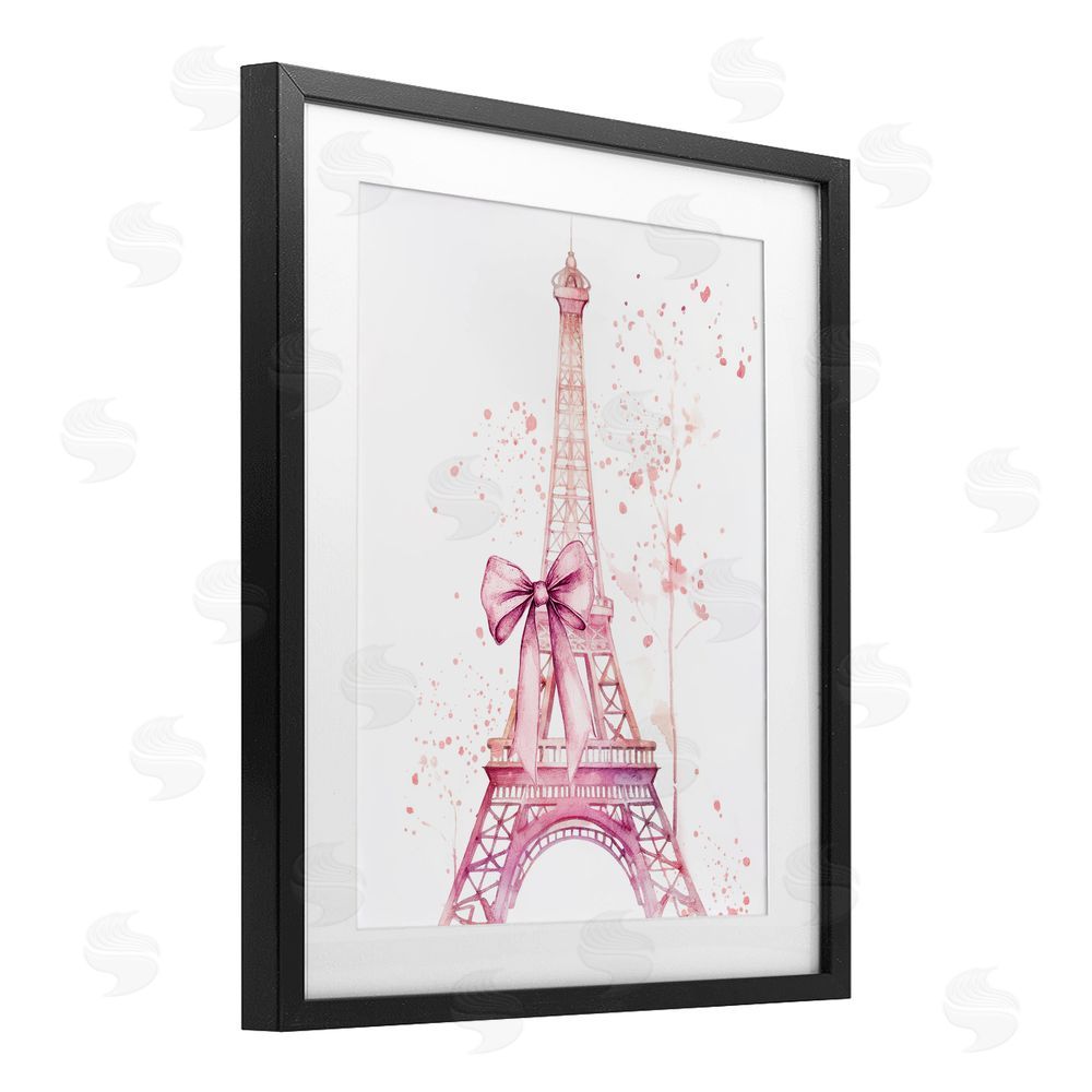 Kim Allen Bow Bedecked Paris Tower Black Framed Print Under Glass Wall Art