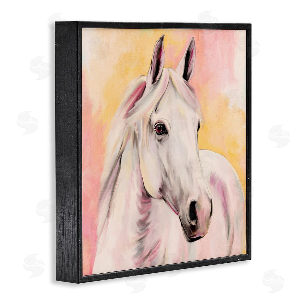 Kim Allen Sunset White Horse Black Framed Giclee Print Wall Art