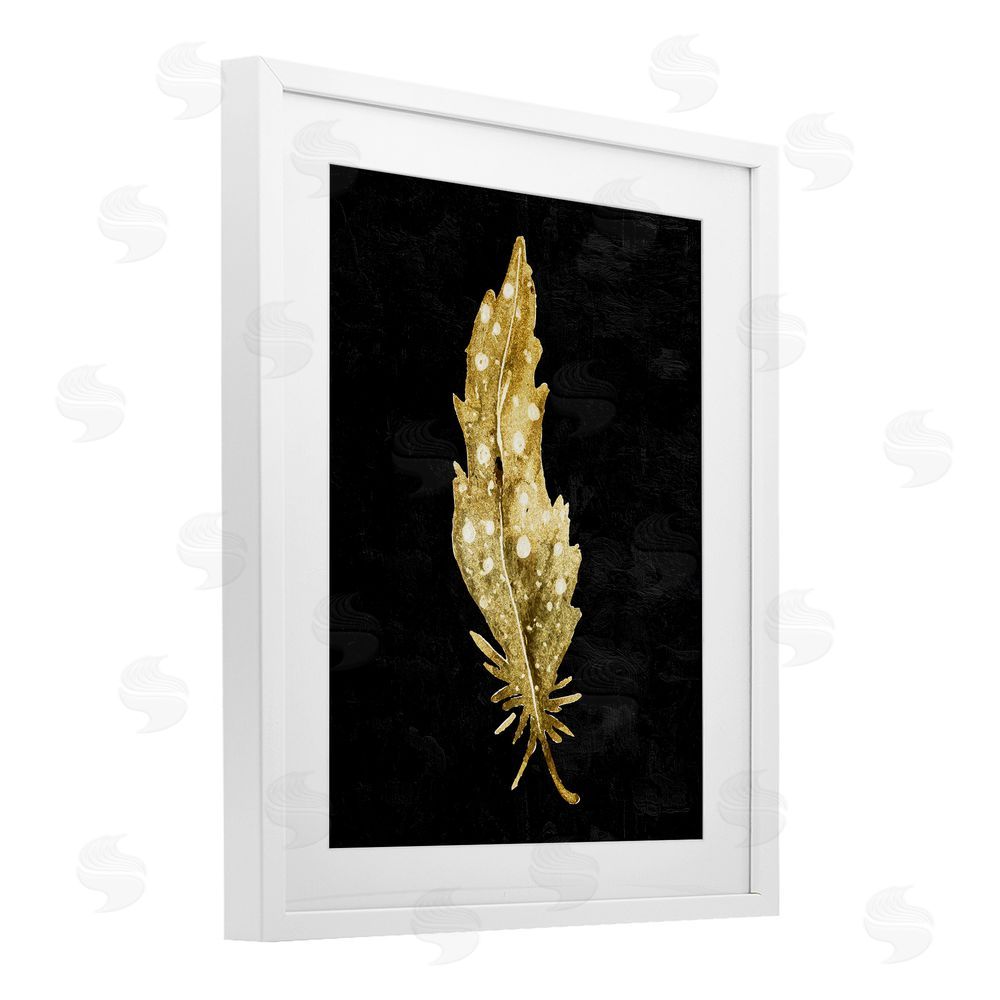 Kim Allen Feather On Black White Framed Print Under Glass Wall Art