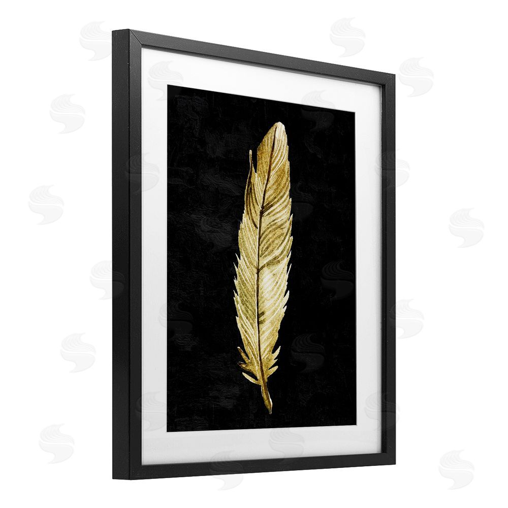 Kim Allen Curved Feather on Black Black Framed Print Under Glass Wall Art