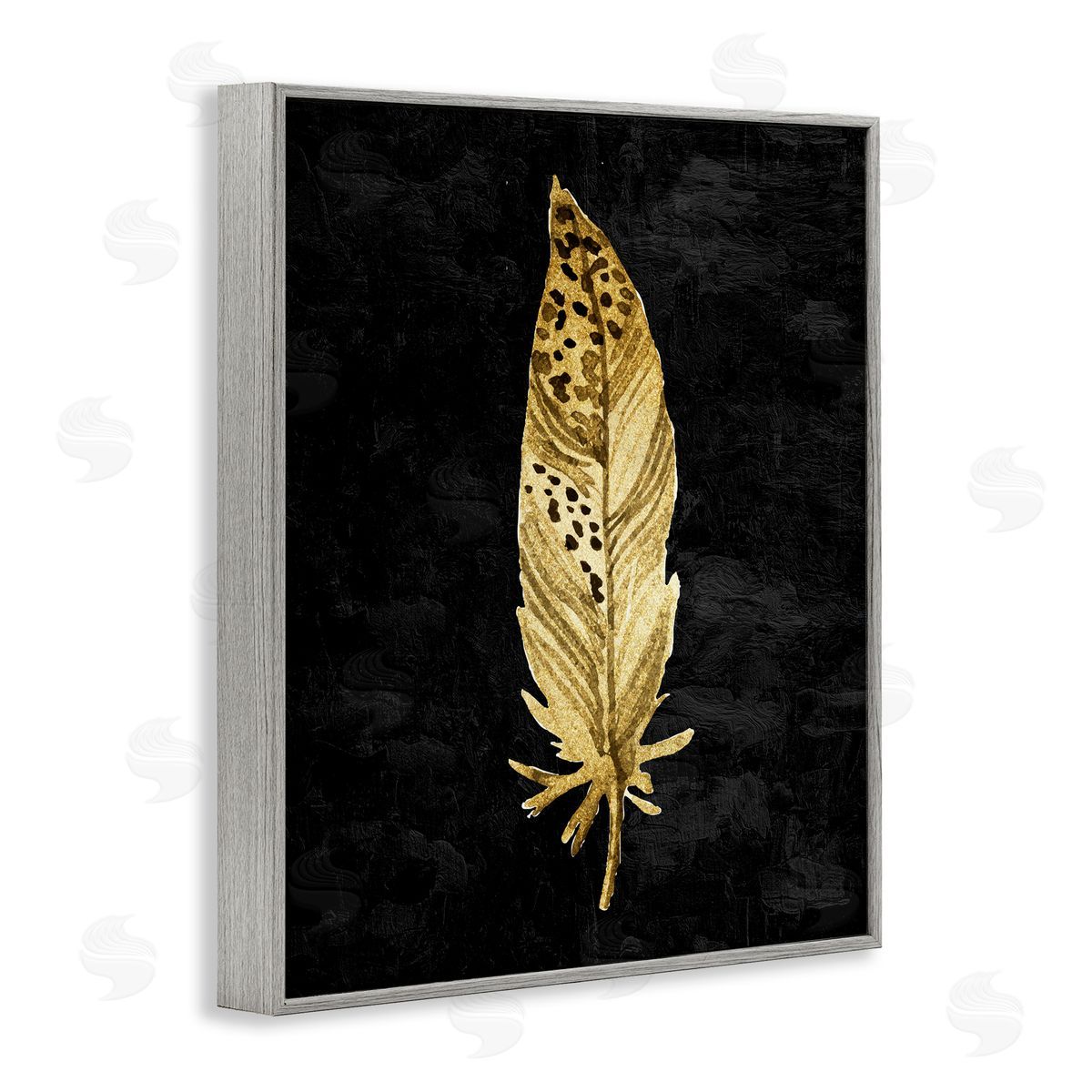 Kim Allen Speckled Feather on Black Gray Framed Giclee Print Wall Art