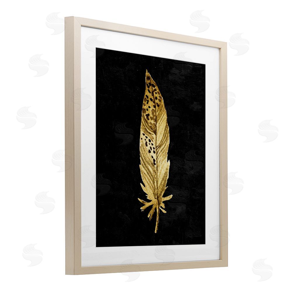 Kim Allen Speckled Feather on Black Brown Framed Print Under Glass Wall Art