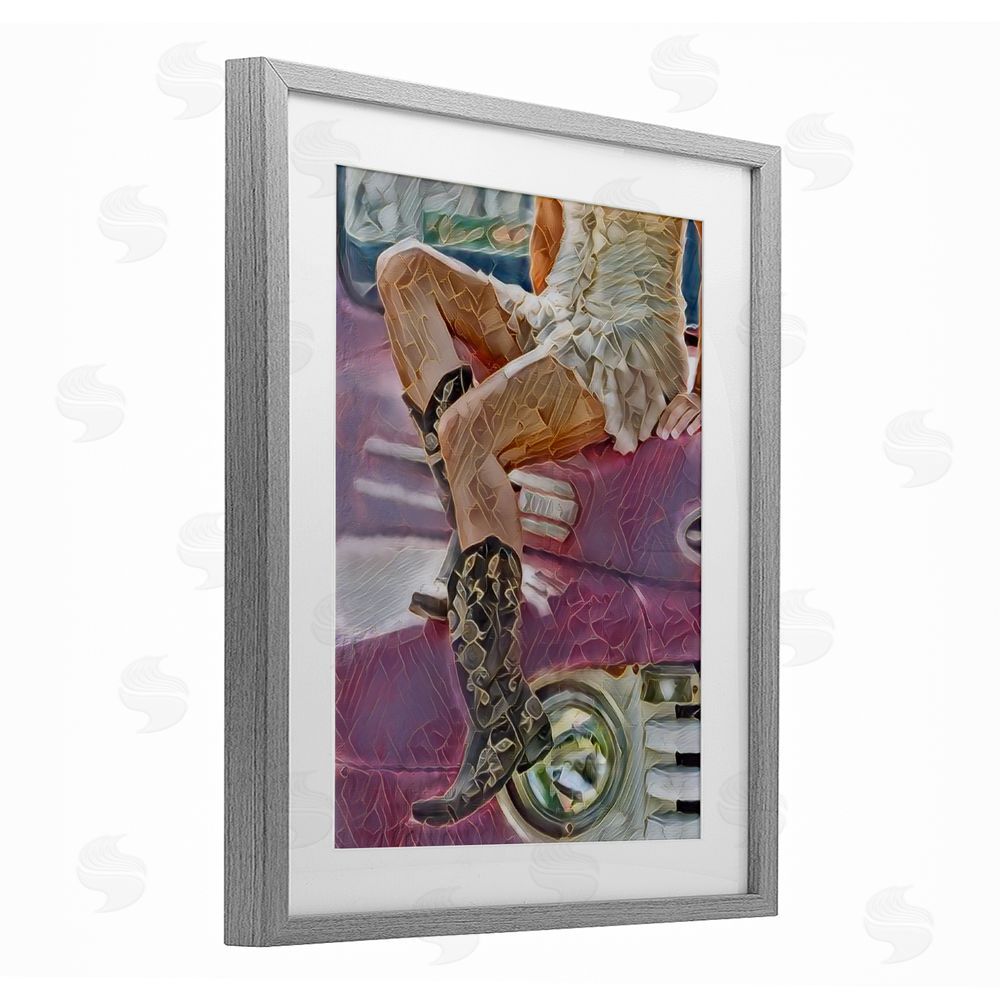 Jesse Keith Romantic Westerns Cowgirl Gray Framed Print Under Glass Wall Art