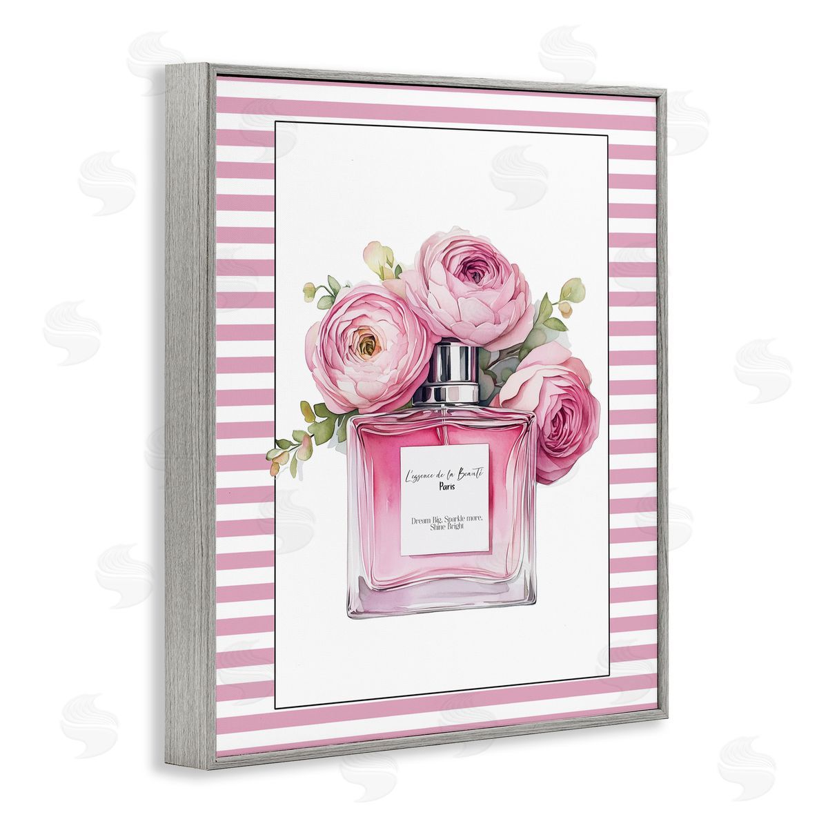 Christine Simpson Art Rosy Pink Perfume Bouquet Gray Framed Giclee Print Wall Art