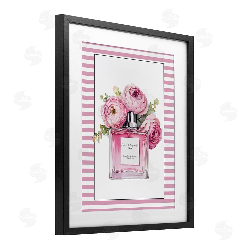 Christine Simpson Art Rosy Pink Perfume Bouquet Black Framed Print Under Glass Wall Art
